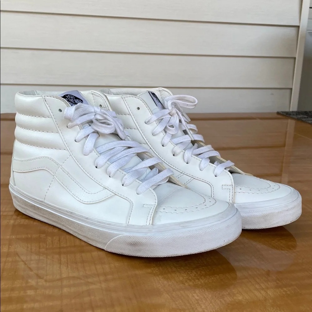 VANS Leather Sk8-Hi True White Sneakers Womens Size 9.5 - Picture 3 of 11